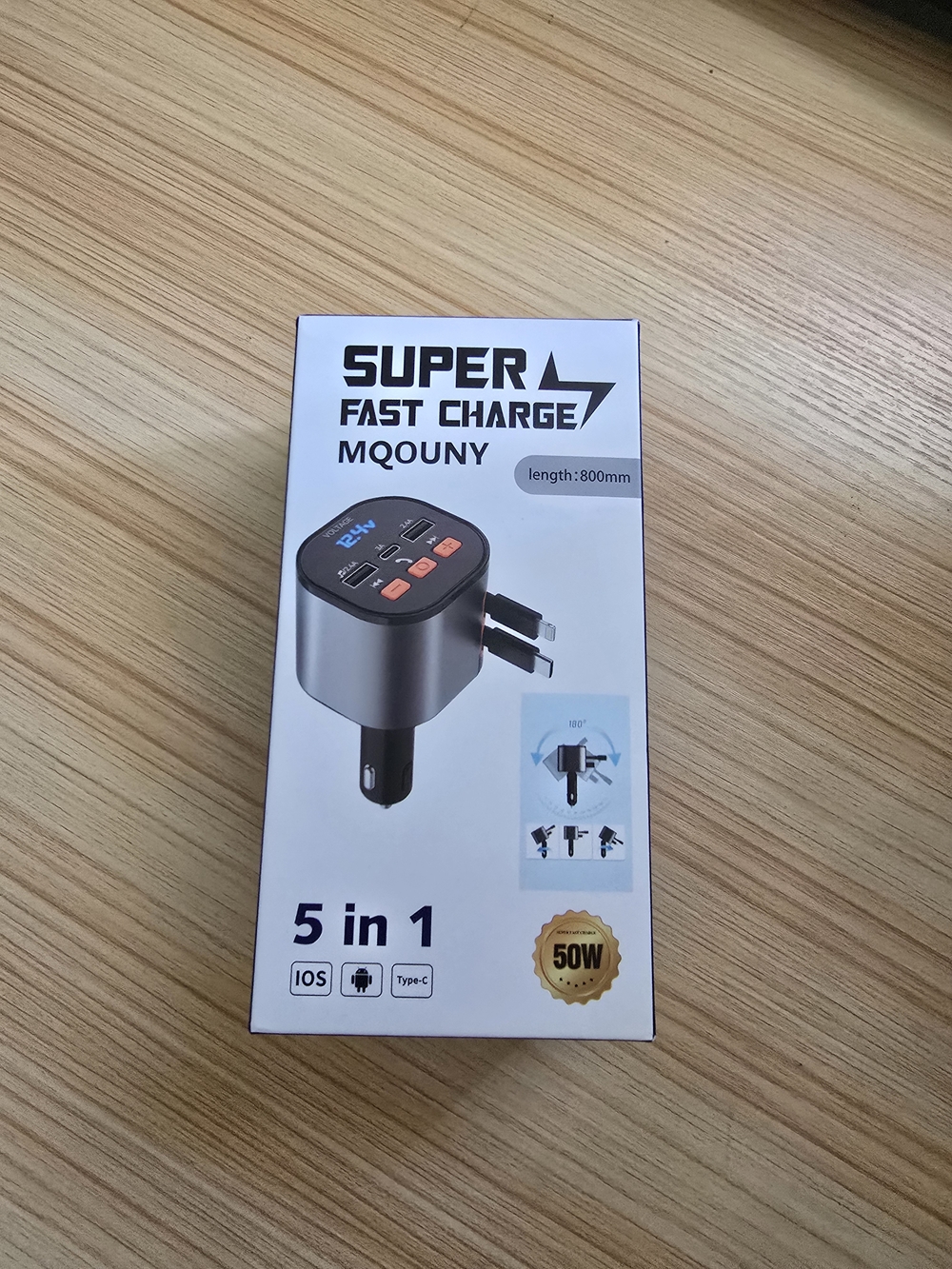 Super Fast Charge 5-in-1 Car Charger - Black